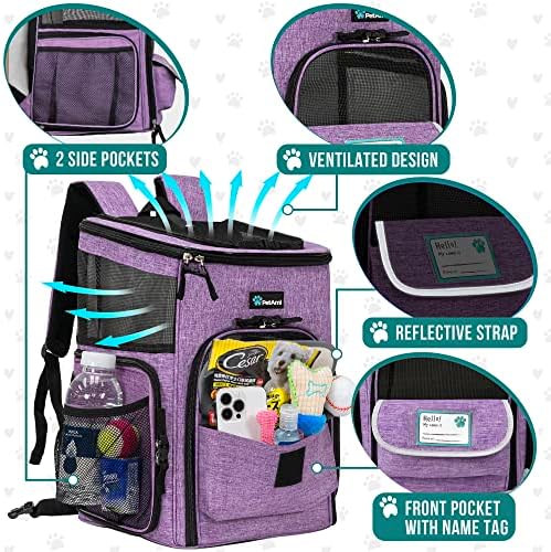 PetAmi Dog Backpack Carrier, Airline Approved 4-Way Entry Cat Bag, Purple - Image 4