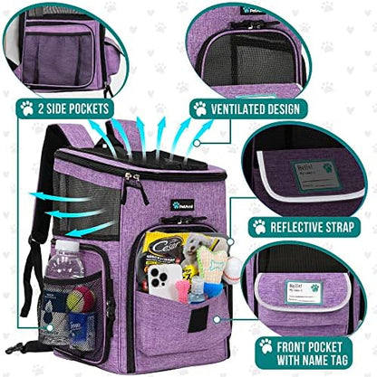 PetAmi Dog Backpack Carrier, Airline Approved 4-Way Entry Cat Bag, Purple - Image 4