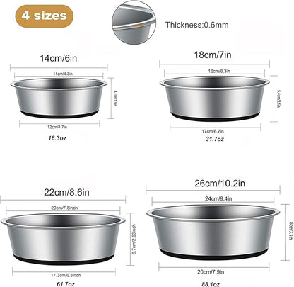 Stainless Steel Dog Bowls for Medium Dogs, Food Water Bowls,Heavy Non-Slip Pet Feeder Set of 2
