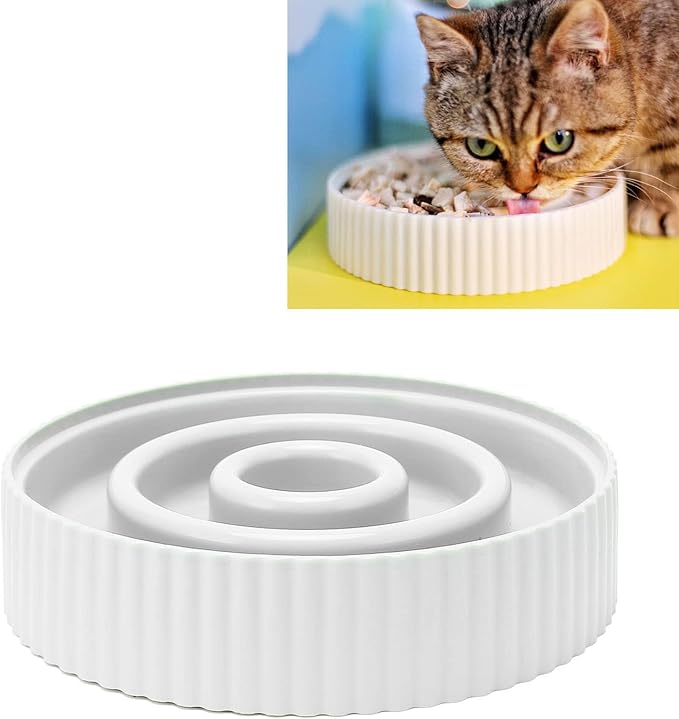 Tnfeeon Slow Feeder Dog Bowl Anti Gulping Eating Interactive Bloat Stop Fun Alternative Non Slip Dog Slow Food Feeding Pet Bowl Slow Eating Design for Small Medium Size (White)