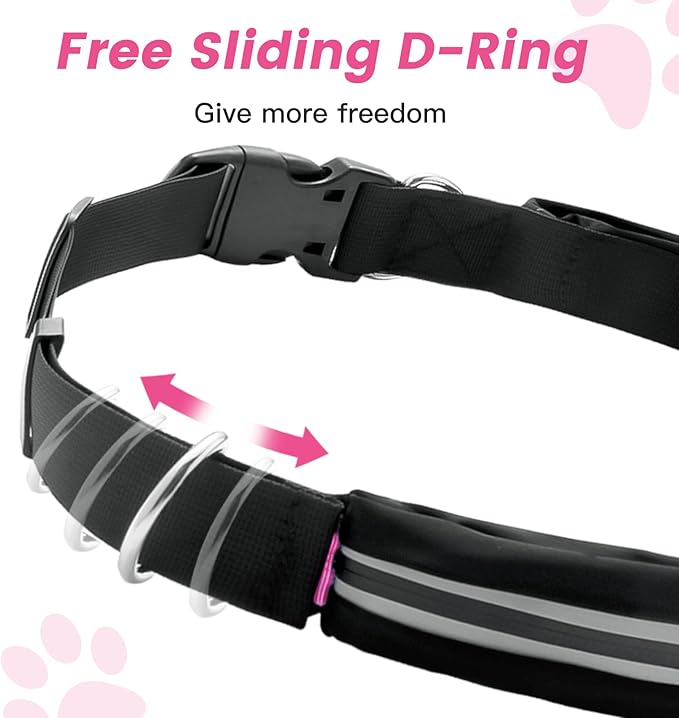 Caudblor Waist Leash for Medium Large Dog Walking, Bungee Hands Free Leash with Zipper Pouch, Around The Waist No Pull Running Dog Belt, Padded Handle Jogging No Hands Heavy Duty