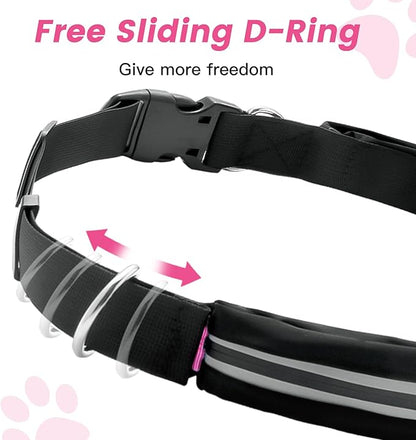 Caudblor Waist Leash for Medium Large Dog Walking, Bungee Hands Free Leash with Zipper Pouch, Around The Waist No Pull Running Dog Belt, Padded Handle Jogging No Hands Heavy Duty
