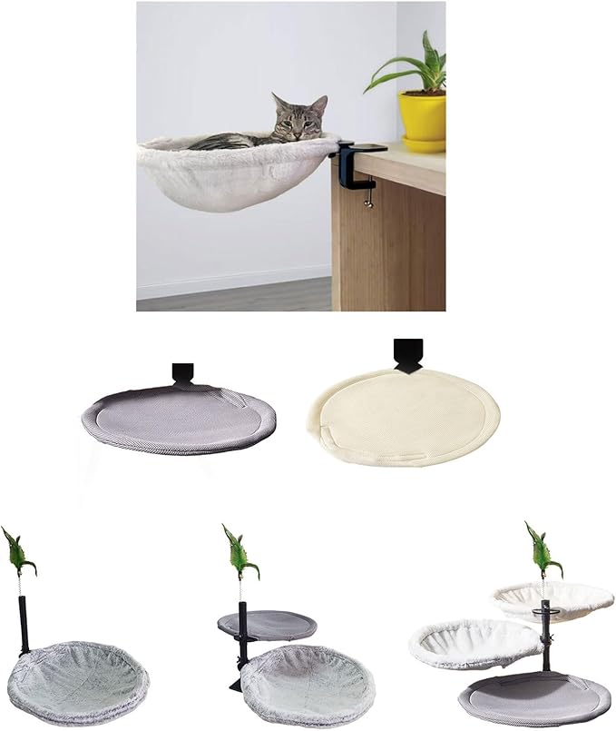Adjustable Cats Hammock for Desk Space Saving Steel Frame Fabric Ergonomic Pet Bed for Small Cats