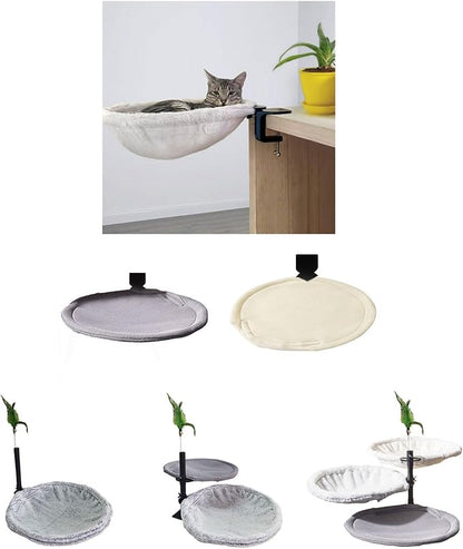 Adjustable Cats Hammock for Desk Space Saving Steel Frame Fabric Ergonomic Pet Bed for Small Cats