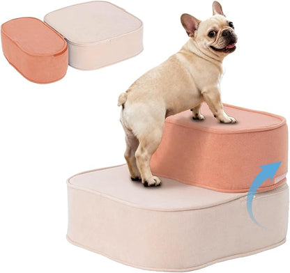 Dog Stairs for Small Dogs 11.8" H,2 in 1 Dog Steps for High Bed Couch 2-Step Pet Stairs for Dogs to Get On Bed,High Density Foam Non-Slip Pet Ramp for Puppy Older Cat