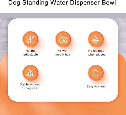 Pet Standing Water Dispenser 680ml, Automatic Detachable Pet Drinking Feeder Cat Dog Standing Bowl Automatic Feeding Water Height Adjustable Drinking Bottle Feeder for Small Cats Dogs