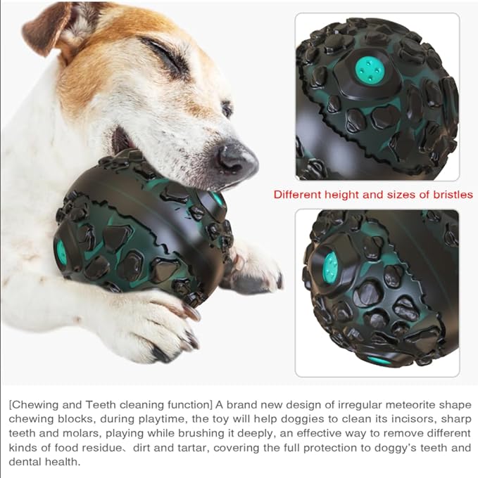 CYBERNOVA Interactive Dog Toys,Dog chew Ball, Fun Squeaky Sound Ball for Small Medium Large Breeds (Black+ Lake Blue)