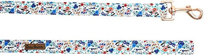 Dog Leash- Cotton Blue Flower Print Boy/Girl Durable Strong Dog Leashes Heavy Duty Comfortable Padded Pet Leash for Small Medium Large Dogs