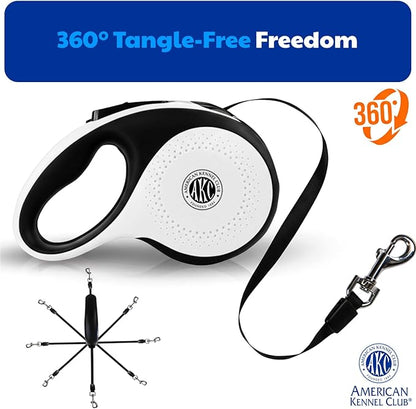 American Kennel Club Retractable Dog Leash, 16.4ft, Tangle-Free, Ergonomic Grip, One-Hand Brake, for Medium & Large Dogs up to 66
