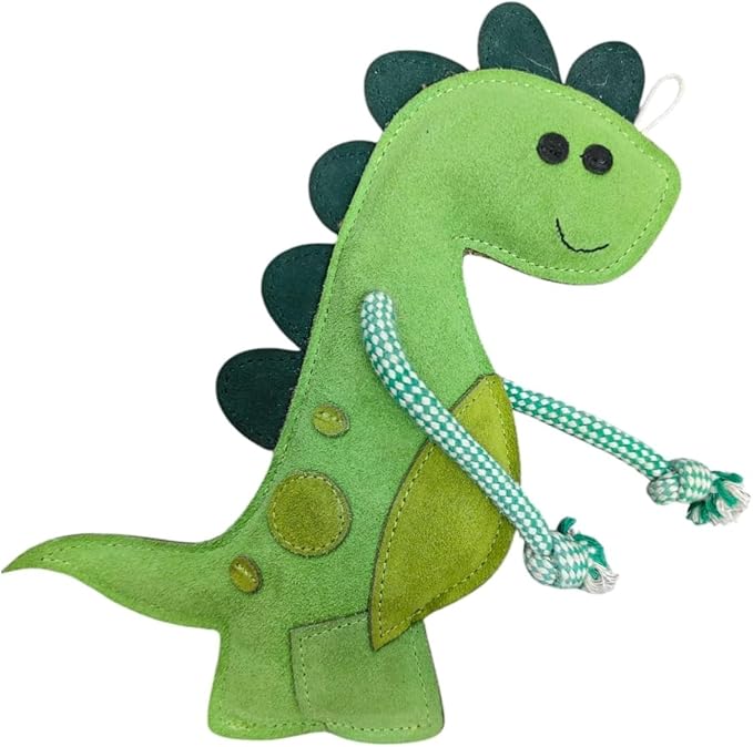Eco Leather Digby Dino Toy Natural and Tough Dinosaur Dog Toys - Long Lasting Chew Toys for Aggressive Chewers Strong Dog Toy for Dogs and Puppy