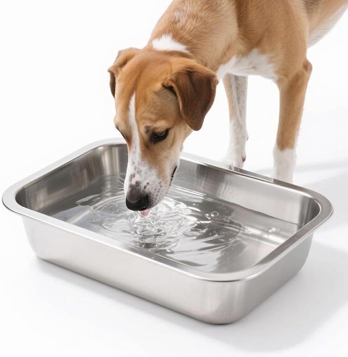 Stainless Steel Dog Bowls for Medium and Small Size Dogs, 0.85 Gallons Metal Dog Water Food Bowl Dish, Medium Capacity Pet Feeding Water Bowls, Pet Food Pans Plates for Dogs, Large Cats and Rabbits
