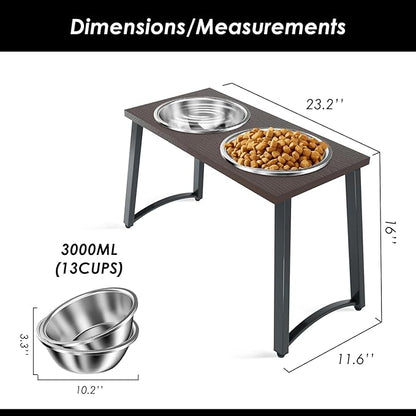 Elevated Dog Bowls for Extra Large Dogs with 2 X-Large Stainless Steel Dog Bowls -3000ML(100oz), 16.5" Tall Raised Dog Bowl Stand, Food & Water Bowls for Large Breed, Extra Large Dogs