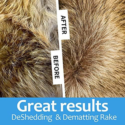 [ 2 in 1 design ] Undercoat Rake and Deshedding Tool for Dogs and Cats - Dematting Comb for Long Hair Pets, Grooming Brush to Clear Mats, Tangles and Reduce Shedding by 95% - Image 3