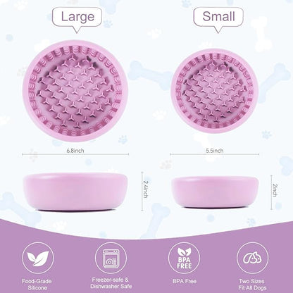 Dog Lick Bowl, Anxiety Relief Slow Feeder Lick Mat for Dogs, Non-Slip Freeze Licking Bowls Enrichment Puzzle Pet Feeding Treat Dispenser for Distraction, Silicone Lick Pads for All Dogs(Purple, Large)