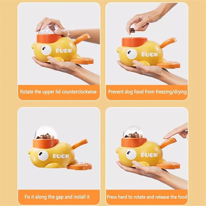 Rubber Duck Treat Dispenser, Rubber Duck Treat Toy for Dogs, Ducks Cat Treat Dispenser, 2-in-1 Dog Interactive Slow Feeder & Puzzle Toy for Dogs (White)