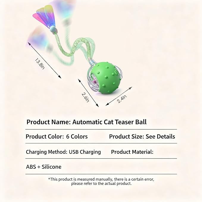 Interactive Cat Toys for Indoor Cats with 3 Tails,Automatic Moving Kitten Toys,Cat Toys for Bored Indoor Adult Cats,Smart Rechargeable Cat Enrichment Toys for Cats to Keep Them Busy, Cat Balls