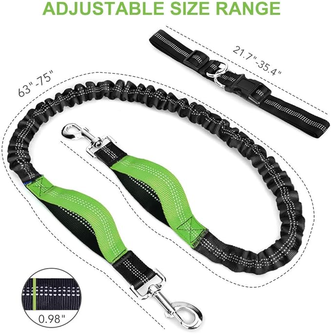 Heavy Duty Dog Leash with Bungee Traffic Handle Dog Leash Reflective Dog Leash with Double Padded Handles - Durable Dog Leash for Small Medium Large Dogs Training Walking 4ft (Black)