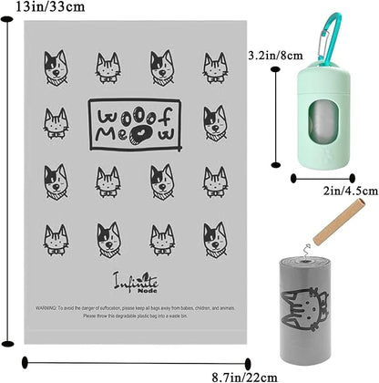 Dog Poop Bag Dispenser for Leash with Snap Clip, Skin-friendly Texture Waste Bag Holder for Dog Walks and Cats, Pets Litter Bag Container, Indoor & Outdoor Use (Green, 1)