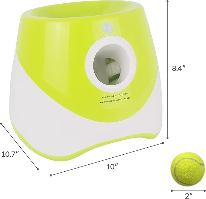 ENTROY Automatic Ball Launcher, Interactive Dog Fetch Machine, Adjustable Distance 10-30ft with 6 Tennis Balls for Small & Medium Dogs