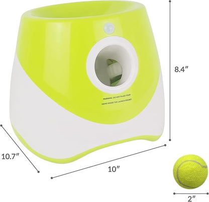ENTROY Automatic Ball Launcher, Interactive Dog Fetch Machine, Adjustable Distance 10-30ft with 6 Tennis Balls for Small & Medium Dogs