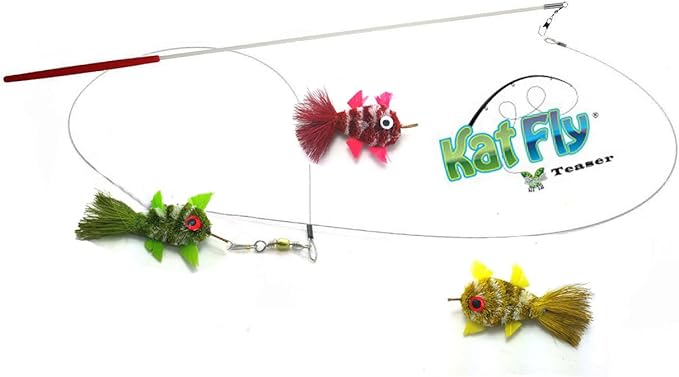KatFly Teaser Wand Kit - 3 Mini Clownfish (Kit 2) Cat Teaser Wand