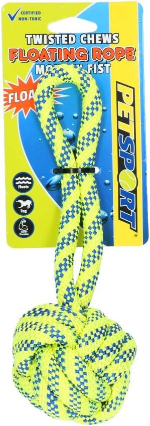 PetSport Floating Braided Cotton Rope Monkey Fist Dog Toy, 8 Inch, for Medium to Large Dogs