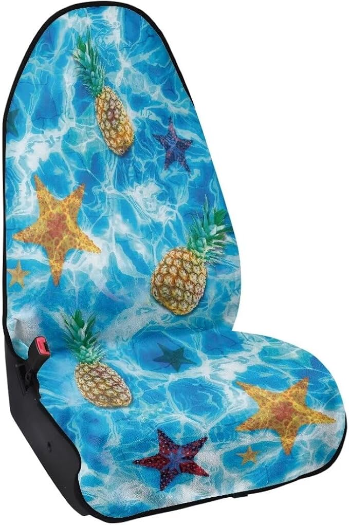 Coldinair Ocean Starfish Towel Waterproof Sweat Beach Seat Cover Pineapple Universal for Car Truck SUV Seat for Dog or Workout,Non-Slip and Easy to Install