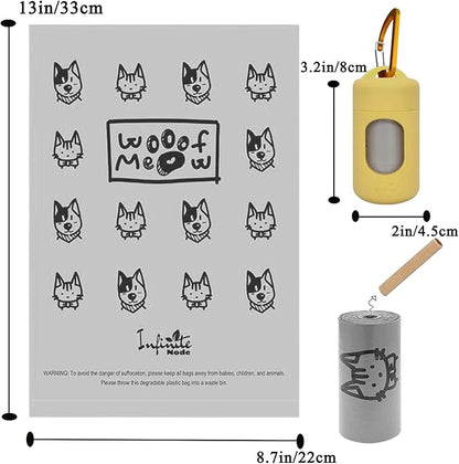 Dog Poop Bag Dispenser for Leash with Snap Clip, Skin-friendly Texture Waste Bag Holder for Dog Walks and Cats, Pets Litter Bag Container, Indoor & Outdoor Use (Yellow, 1)