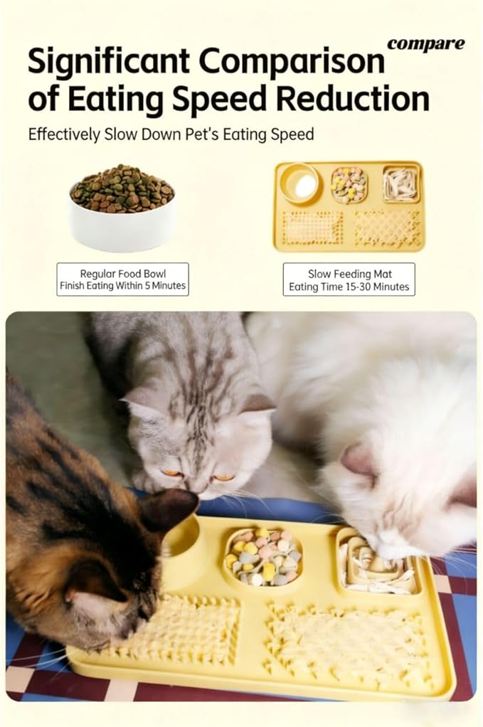 Food Grade Silicone Pet Licking Pad, Slow Feeder Puzzle Mat for Cats & Dogs, Anti-Slip Multi-Grid Design, Relieves Anxiety, Promotes Healthy Digestion