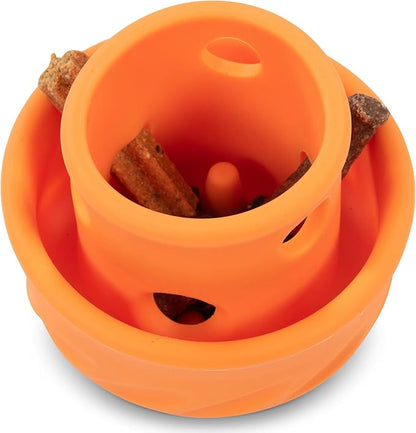 Messy Mutts Totally Pooched Puzzle 'n Play Mushroom |Stuffable Treat Toy for Dogs |Durable TPR | 4” x 3.5” (Large) Dog Toy | Orange