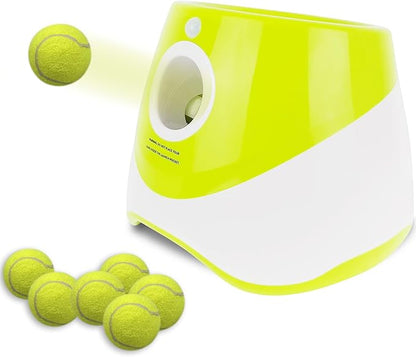 ENTROY Automatic Ball Launcher,Dog Toy Ball Thrower,Interactive Dog Ball Thrower,Adjustable Distance 10-30ft Ball Thrower Dog Fetch Machine with 6 2 inch Tennis Balls for Small and Medium Dogs(Green)