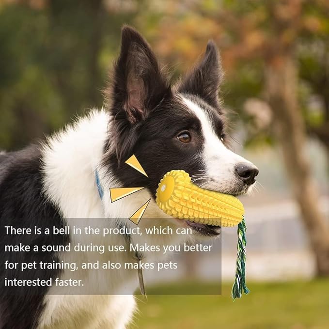 Interactive Squeaky Dog Chew Toy - Cleans Dogs Teeth - Tough and Durable for Aggressive Chewers, Suitable for Small, Medium, and Large Breeds. Features Chew Corn Stick Design