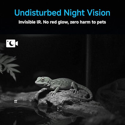 2K HD Aquarium & Terrarium WiFi Pet Camera,140° Wide-Angle Anti-Glare & Anti-Reflection,Night Vision for Fish & Reptiles,Two-Way Audio,Easy & Quick Install,AI-Powered Detection,24/7 Recording