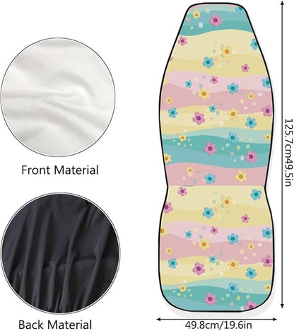 Dreaweet Hippie Flowers Seat Covers for Cars SUV Cute Car Accessories for Women Interior 2 Piece Washable Universal Seat Covers for Cars SUV Sedan Trucks Easy to Install