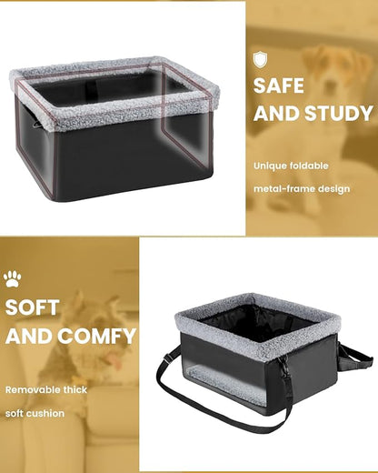 Dog Car Seats for Small Dogs, Upgrade Dog Booster Seat with Metal Frame Construction with Double-Layer Oxford, Perfect for Small Pets,L-UP TO 10LBS