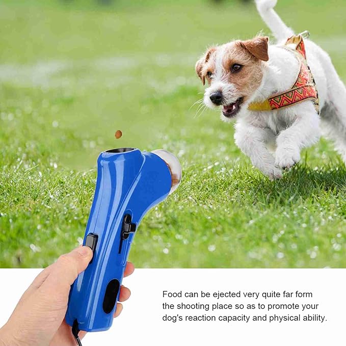 Automatic Pet Treat Launcher for Dogs & Cats - Interactive Food Dispenser Toy for Indoor/Outdoor Exercise & Training (Blue)