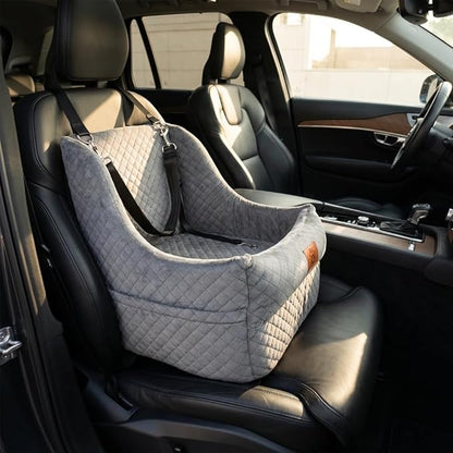 Dog Car Seat for Medium Dogs Up to 35lbs, Pet Booster Seat with 2 Safety Belts, Detachable Washable, Non-Slip Stable Base, Portable Puppy Car Seat for Travel & Outdoor Daily Use