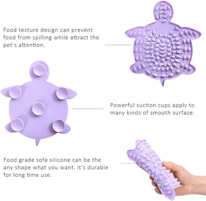 Dog Lick Mat for Dogs 2Pcs, Dog Lick Pad with Strong Suctions to Wall, Dog Licking Mat to Slow Feed Dog Bowls, Dog Puzzle Toys for Pet Bathing, Calming Mat for Dog Boredom Relief(Purple)