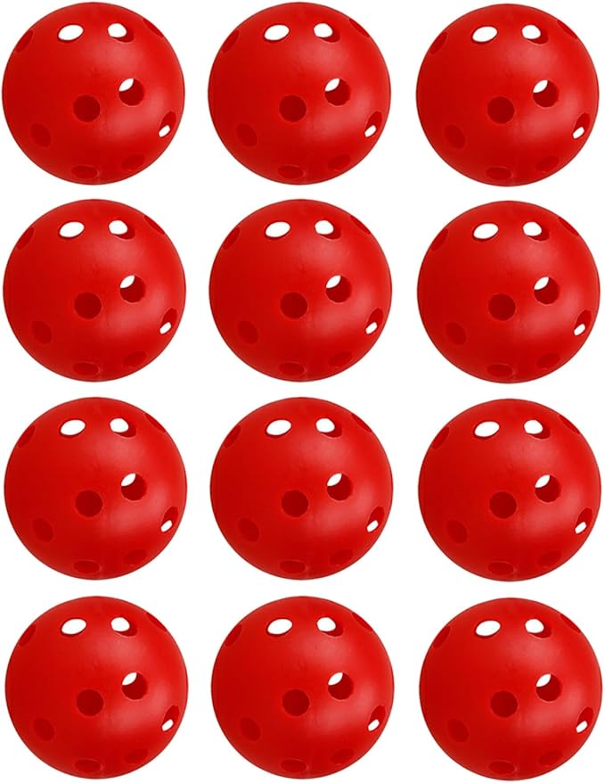 12Pcs Cat Ball Toy, Low Noise No Bells Holey Plastic Cat Balls, Funny Interactive Cats Toys for Indoor Cats, Firm Toy Balls for Kitten Puppy Ferret Bird (1.65", Red)