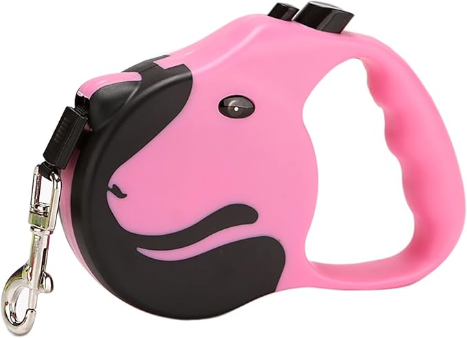 Retractable Dog Leashe, 16 Feet Blue Automatic Dog Walking Rope with Switch and Non-Slip Handle for Walk a Dog (Pink)