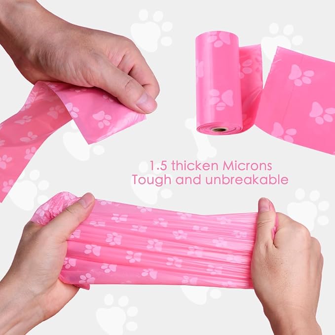 Poop Bags Rolls 256 Count - 9x13 Inches Pink Thickened Leakproof Lavender scent Poo Bags for Dogs, Eco-Friendly Pet Waste Bags for Walking,Travel,Home.