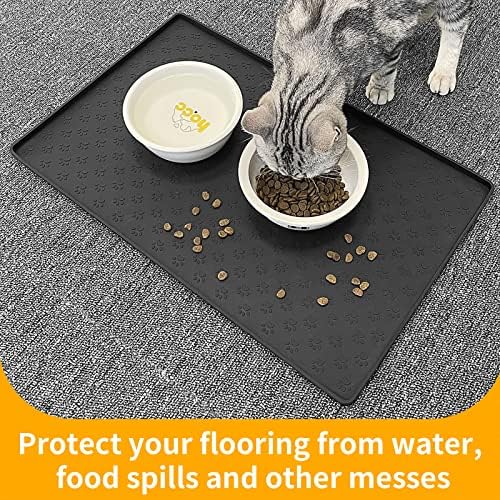 Ptlom Pet Placemat for Dog and Cat, Mat for Prevent Food and Water Overflow, Suitable for Small, Medium and Big Pet,24.5" 16.5", Black - Image 5
