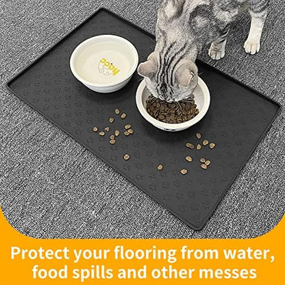 Ptlom Pet Placemat for Dog and Cat, Mat for Prevent Food and Water Overflow, Suitable for Small, Medium and Big Pet,24.5" 16.5", Black - Image 5
