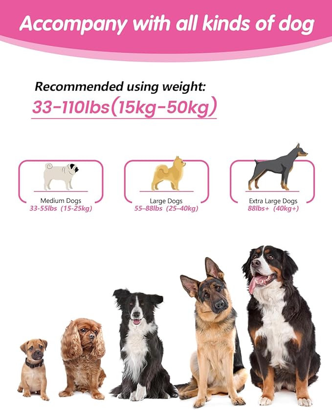 Hands Free Dog Leash & Car Seatbelt, 5.9-9.5ft Crossbody Dog Belt with Dual Soft Handles, Shock-Absorbing, 360° Clip, Reflective Design for Walking, Running, Hiking, Travel. (Rosered)