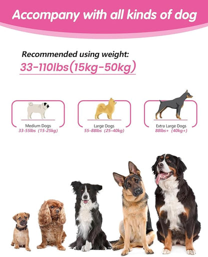 Hands Free Dog Leash & Car Seatbelt, 5.9-9.5ft Crossbody Dog Belt with Dual Soft Handles, Shock-Absorbing, 360° Clip, Reflective Design for Walking, Running, Hiking, Travel. (Rosered)
