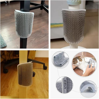 Cat Brush Upgrade Self Groomer Corner Brush and Massager with Catnip for Indoor Cats - 2 Pcs, Wall Scratcher for All Hair Cats Dogs