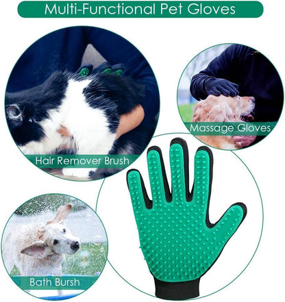 Pet Hair Removal Glove with 255 Silicone Tips for Dogs & Cats, Right Green - Image 4