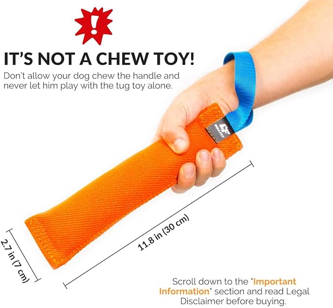 K9 Dog Bite Tug Toy - Made of Durable & Tear-Resistant French Linen - Perfect for Tug of War, Fetch & Puppy Training - Ideal for Medium to Large Dogs - Tough Pull Toy with Strong Handle & Stitching