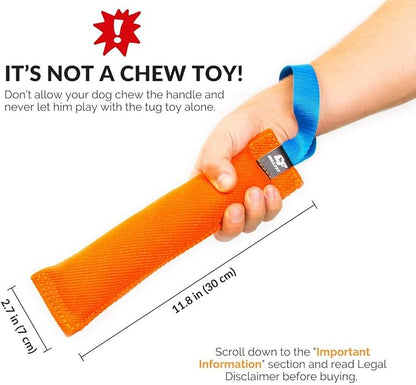 K9 Dog Bite Tug Toy - Made of Durable & Tear-Resistant French Linen - Perfect for Tug of War, Fetch & Puppy Training - Ideal for Medium to Large Dogs - Tough Pull Toy with Strong Handle & Stitching