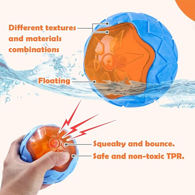 Dog Squeaky Toys, Pool & Beach Toys for Interactive Fetch & Play, TPR